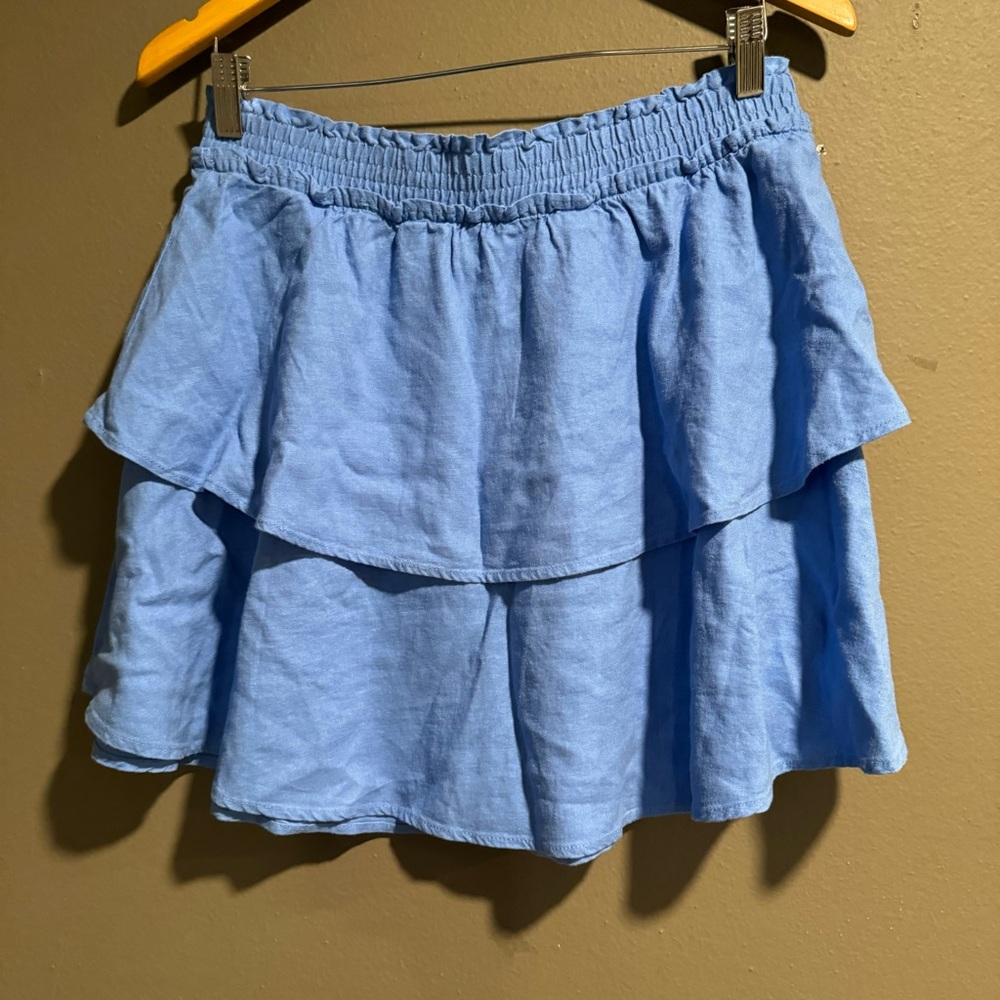 H & M Linen Blend Tiered Mini Skirt Size Medium